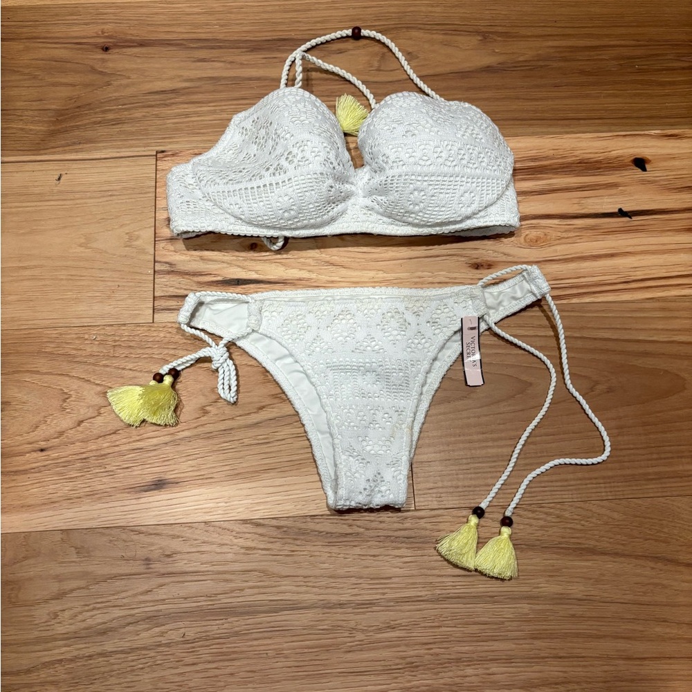 Victoria's Secret White Bikini Set top 36D bottom M